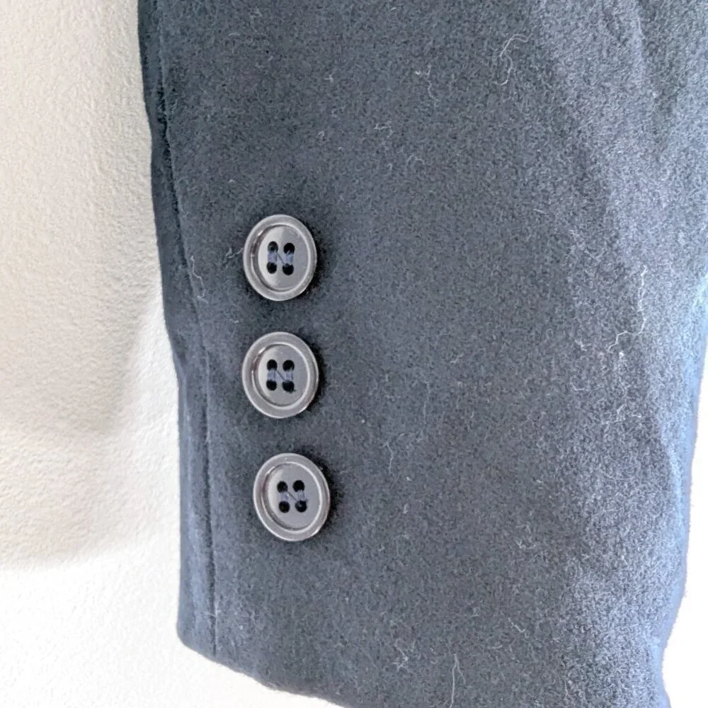 Vintage Larry Levine Crop Navy Blue Tailored Fitted Blazer, One Button Jacket